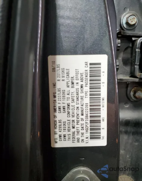 2011 Honda Accord Lx from USA, damaged, VIN 1HGCP2F35BA020068